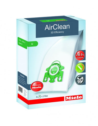 Miele AirClean 3D Efficiency Dustbags Type U - 4 Pack - MH Vacuums